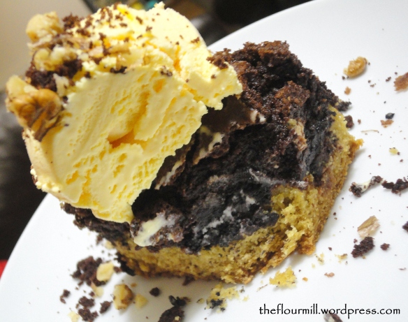Cookie oreo fudge brownie topped with ice cream-yumm